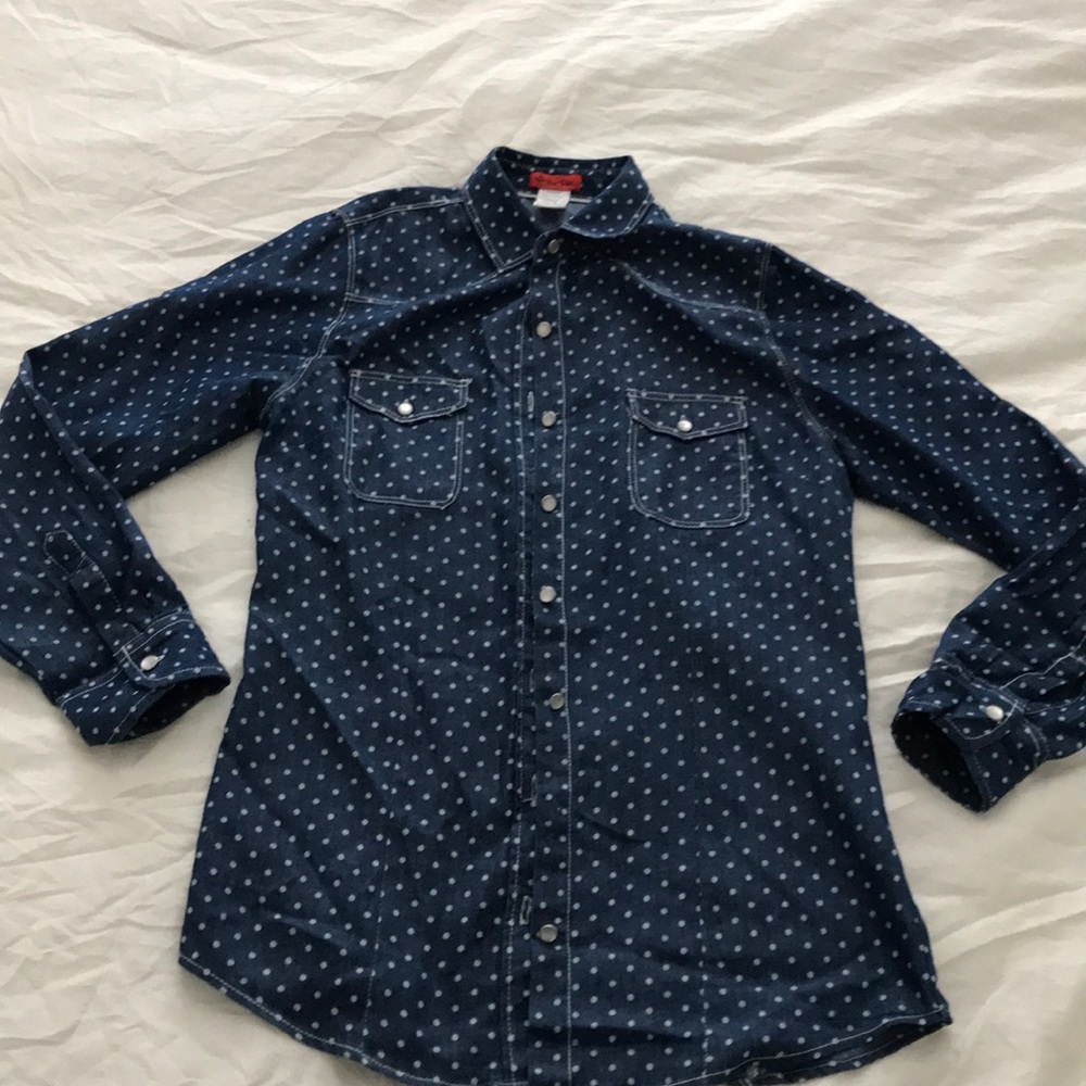 Button down polkadot chambray shirt Small